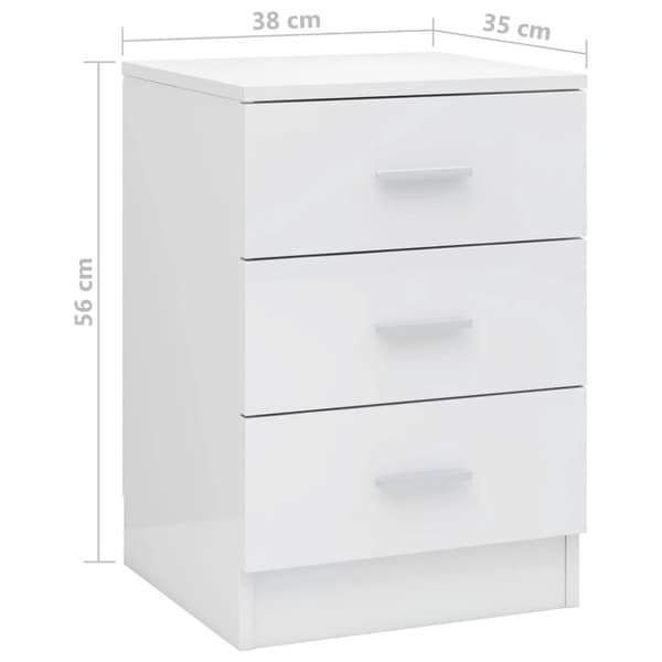 vidaXL sengeskab 38 x 35 x 56 cm spånplade hvid højglans