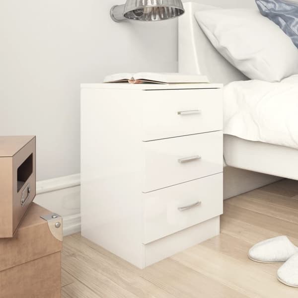 vidaXL sengeskab 38 x 35 x 56 cm spånplade hvid højglans