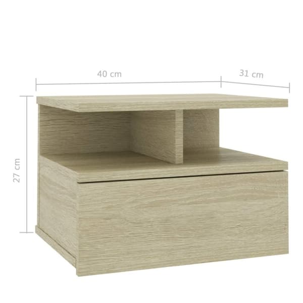 vidaXL svævende natborde 2 stk. 40 x 31 x 27 cm konstrueret træ sonoma
