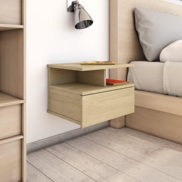 vidaXL svævende natborde 2 stk. 40 x 31 x 27 cm konstrueret træ sonoma