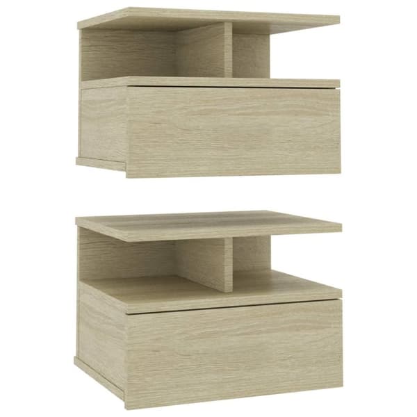 vidaXL svævende natborde 2 stk. 40 x 31 x 27 cm konstrueret træ sonoma