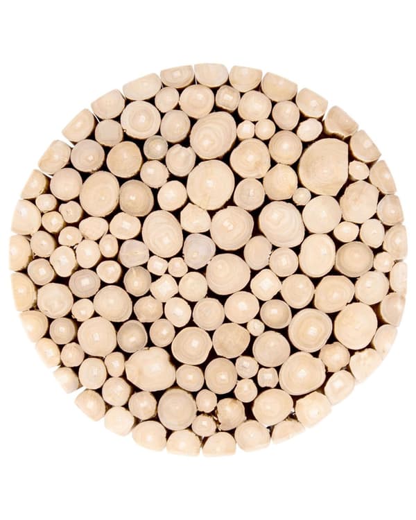 Sengebord Lyst Teaktræ 35 x 35 x 40 cm Dekorativ Natur Inspireret Sidebord Hugget Mønster Fodskammel Rustik Moderne Hjørnebord til Stuen
