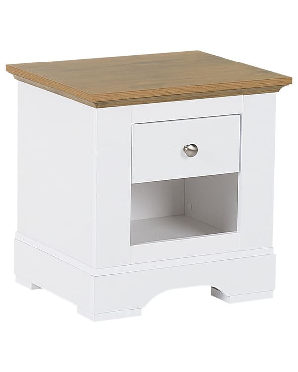 Sengebord Natbord Hvid 1 Skuffe Minimalistisk