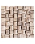 Miniatyrbillede 4 af 5: Sengebord Lyst teak Træ mosaik 32 x 32 x 43 cm Fodskammel Rustik Stil Moderne Stil