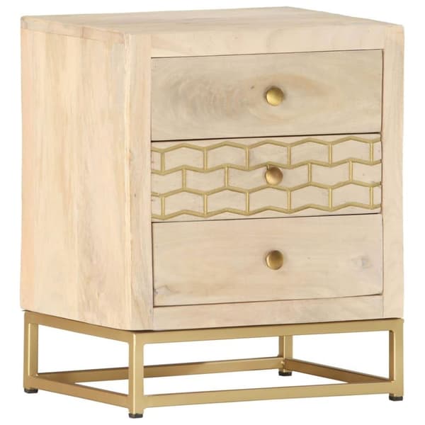 vidaXL Nattbord gull 40x30x50 cm heltre mango