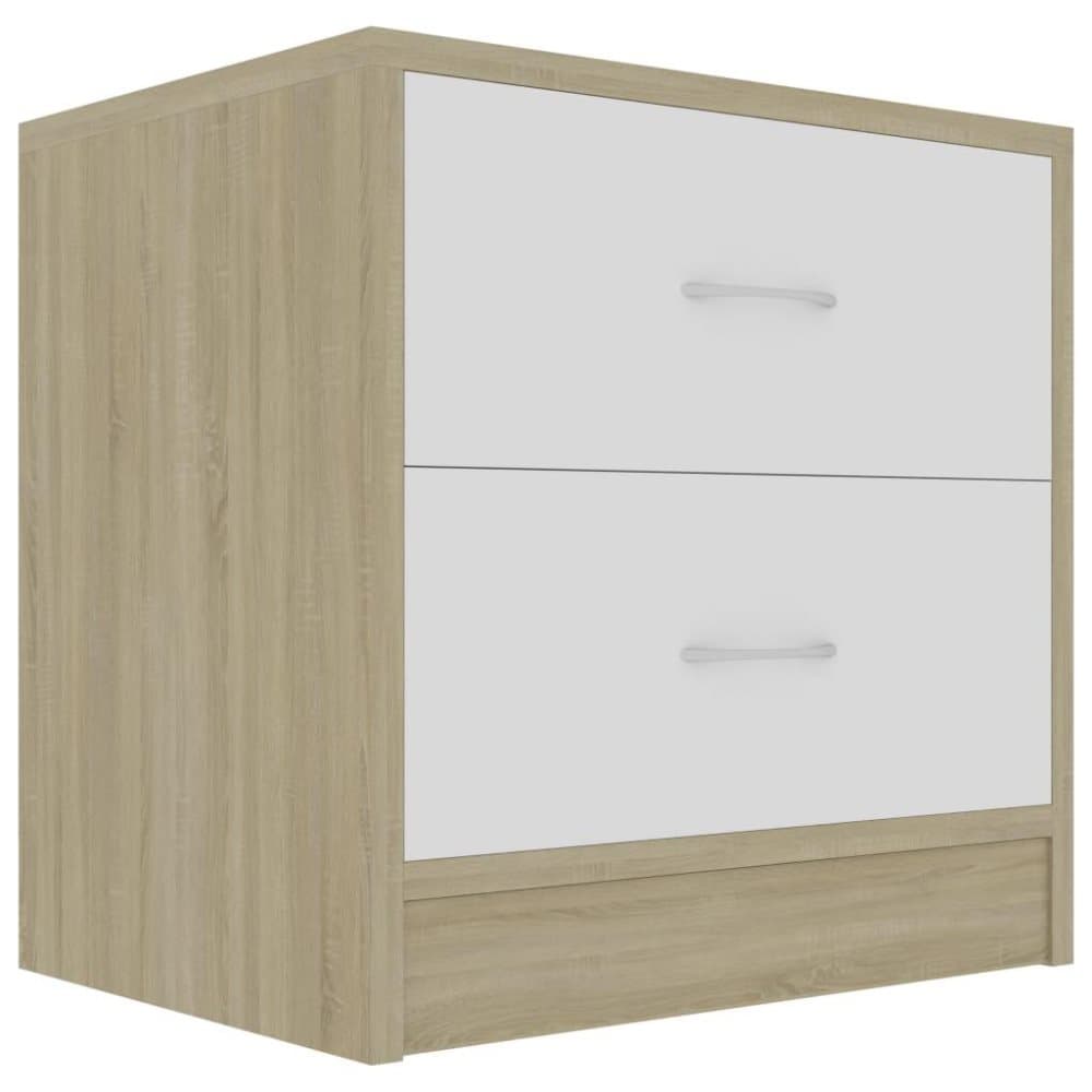 vidaXL Nattbord hvit og sonoma eik 40x30x40 cm sponplate