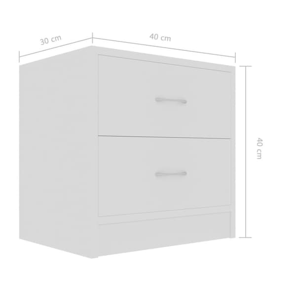 vidaXL Nattbord 2 stk hvit 40x30x40 cm sponplate