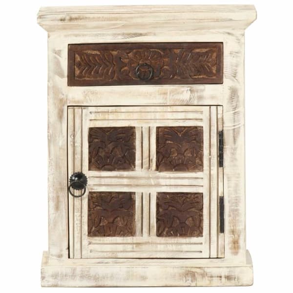 vidaXL Nattbord hvit 40x30x50 cm heltre mango