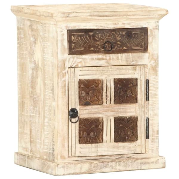 vidaXL Nattbord hvit 40x30x50 cm heltre mango