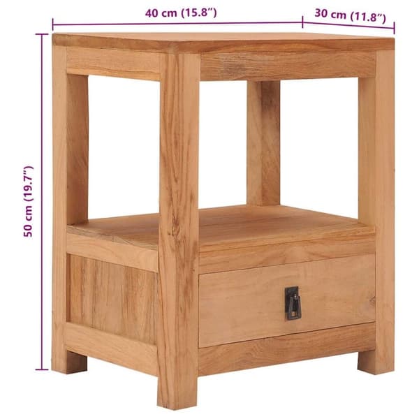 vidaXL sengebord 40x30x50 cm massivt teaktræ