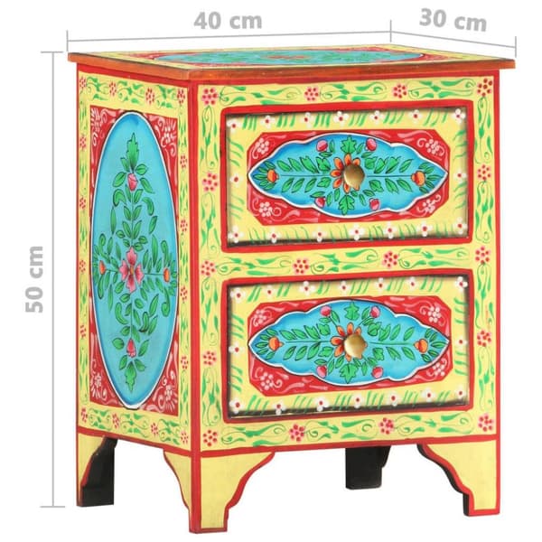 vidaXL Håndmalt nattbord 40x30x50 cm heltre mango