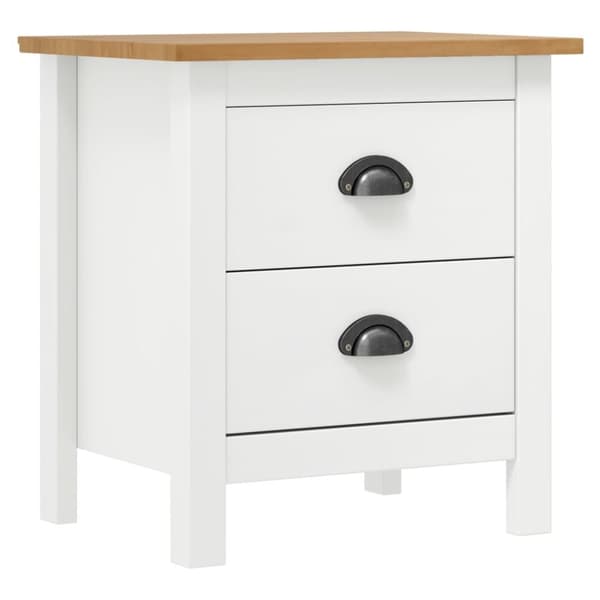 vidaXL Nattbord Hill hvit 46x35x49,5 cm heltre furu