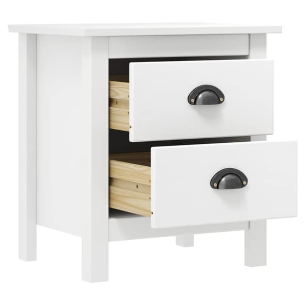 vidaXL sengebord Hill 2 stk. 46x35x49,5 cm massivt fyrretræ hvid