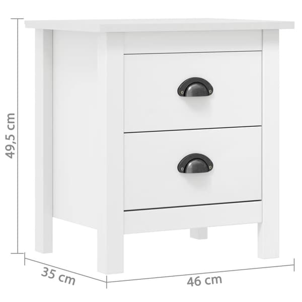 vidaXL sengebord Hill 2 stk. 46x35x49,5 cm massivt fyrretræ hvid