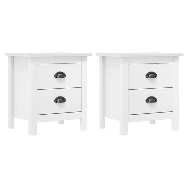 vidaXL sengebord Hill 2 stk. 46x35x49,5 cm massivt fyrretræ hvid