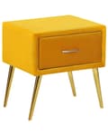 Miniatyrbillede 1 af 8: Sengebord Gul Velour Polstring Natbord 1 Skuffe Minimalistisk Design Soveværelsesmøbler