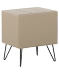 Miniatyrbillede 5 af 8: Sengebord Beige Polstret Kunstlæder og Sort Metalben 48 x 41 x 56 cm Lille Smalt Firkantet Opbevaring Skuffe og Hylde Soveværelse Indretning