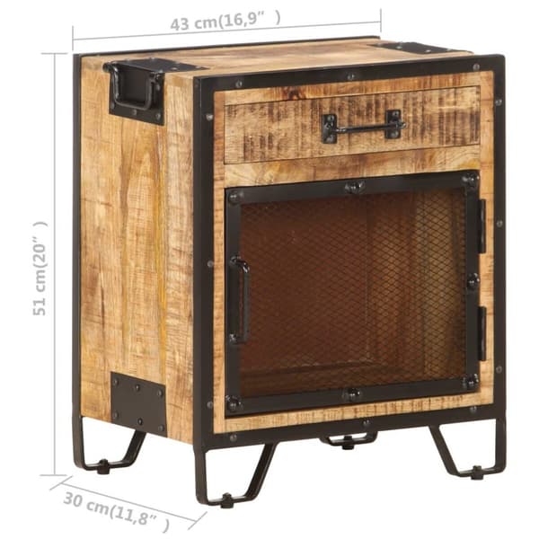 vidaXL sengeskab 43x30x51 cm massivt ru mangotræ