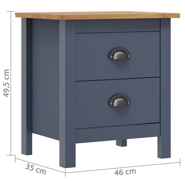 vidaXL Nattbord Hill 2 stk grå 46x35x49,5 cm heltre furu
