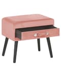 Miniatyrbillede 8 af 11: Sengebord Lyserød Polstret Fløjl Stof 46 x 50 x 35 cm Lille Natbord med Skuffe Kuffert Form Opbevaring Moderne Design Tilbehør Soveværelse