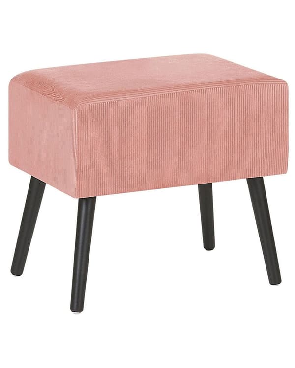 Sengebord Lyserød Polstret Fløjl Stof 46 x 50 x 35 cm Lille Natbord med Skuffe Kuffert Form Opbevaring Moderne Design Tilbehør Soveværelse