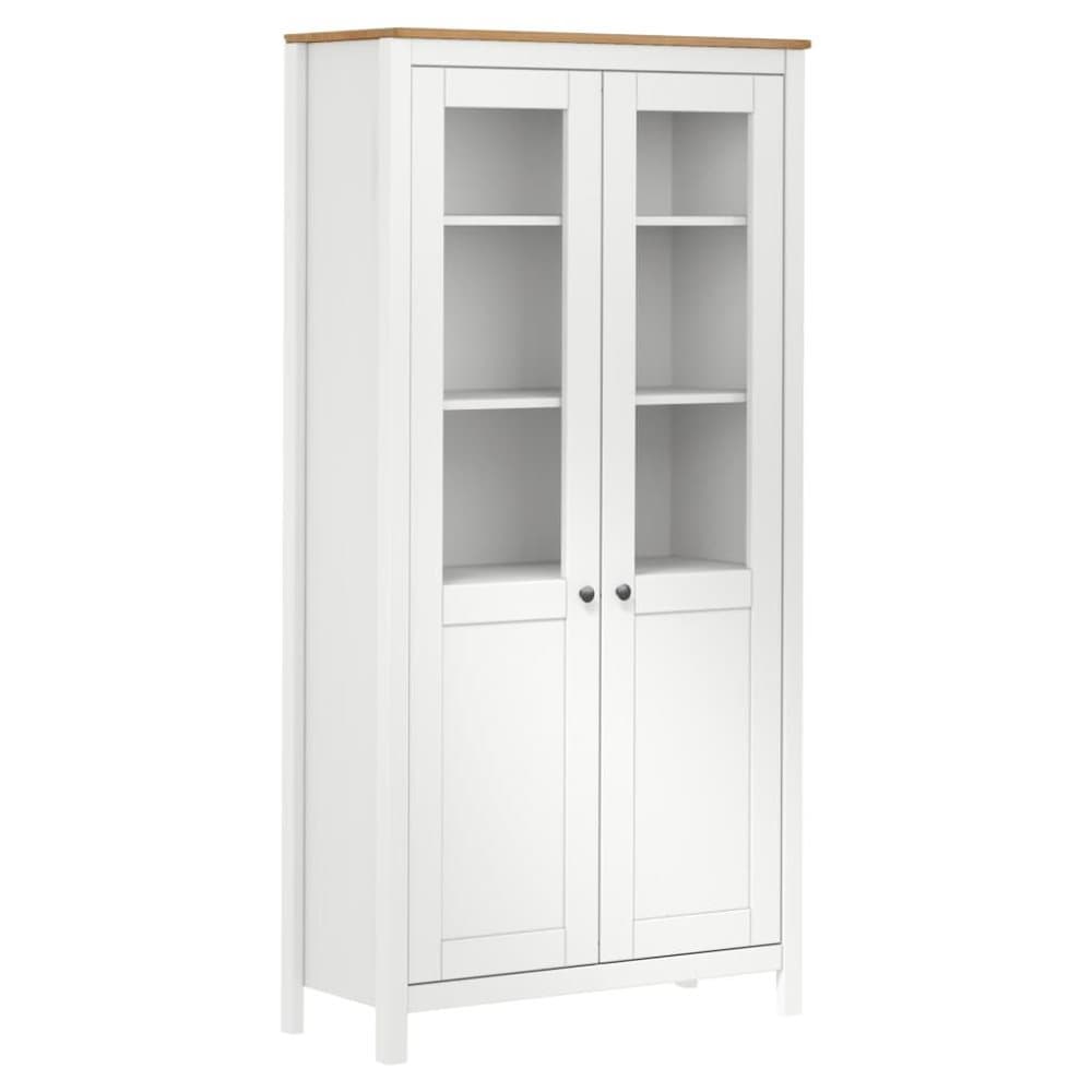 vidaXL Vitriini Hill Range valkoinen 85x37x170,5 cm täysi mänty