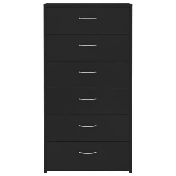vidaXL Skjenk med 6 skuffer svart 50x34x96 cm sponplate