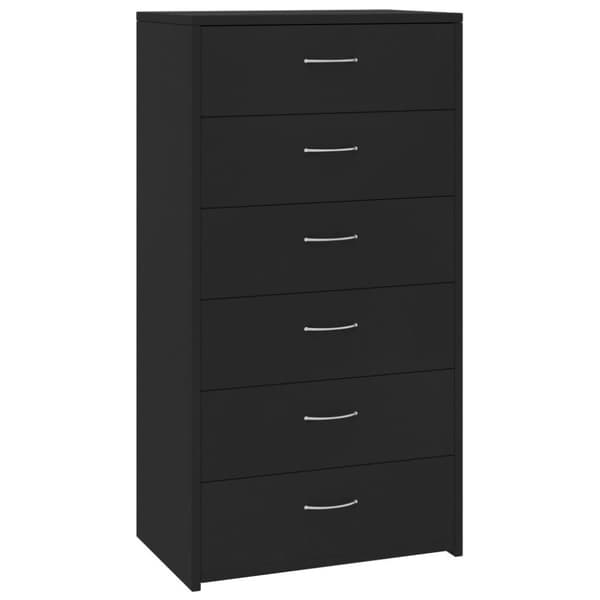 vidaXL Skjenk med 6 skuffer svart 50x34x96 cm sponplate