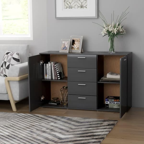vidaXL Senkki harmaa 120x35,5x75 cm lastulevy