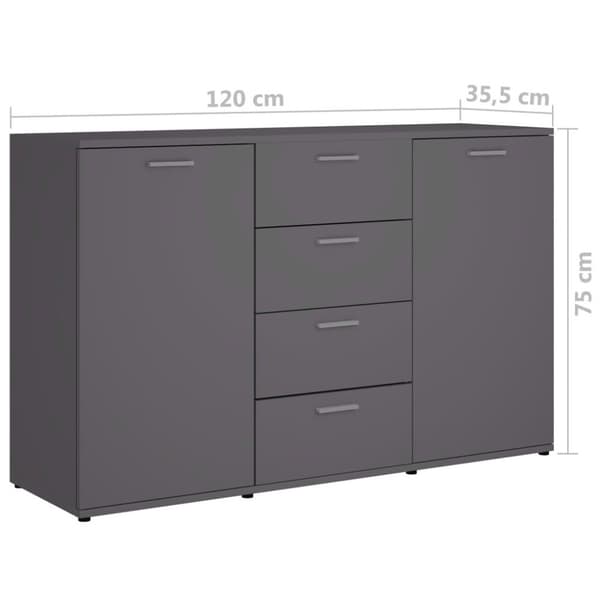 vidaXL Senkki harmaa 120x35,5x75 cm lastulevy