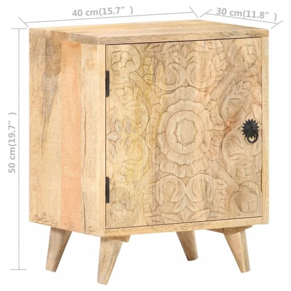 vidaXL Utskåret nattbord 40x30x50 cm heltre mango
