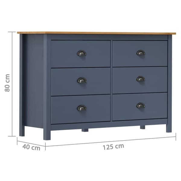 vidaXL skænk Hill 125x40x80 cm massivt fyrretræ grå