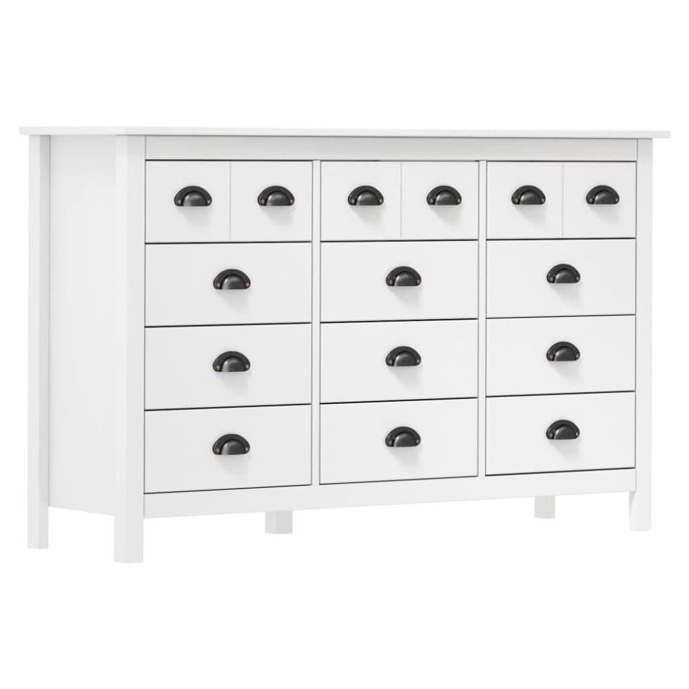 vidaXL Skjenk Hill Range hvit 130x37x80 cm heltre furu