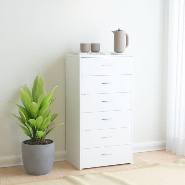vidaXL skænk med 6 skuffer 50x34x96 cm spånplade hvid