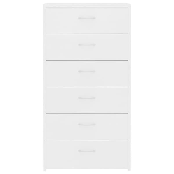 vidaXL Skjenk med 6 skuffer hvit 50x34x96 cm sponplate