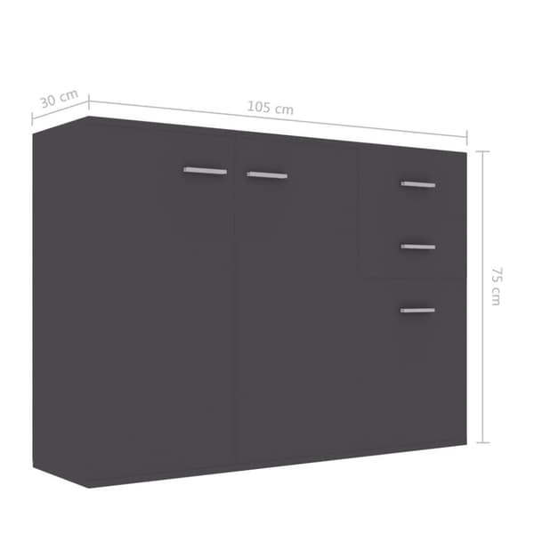 vidaXL Skänk grå 105x30x75 cm spånskiva