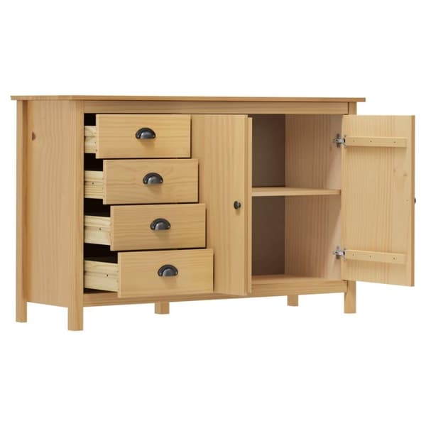 vidaXL Skänk Hill honungsbrun 130x40x80 cm massiv furu