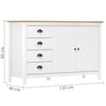 Miniatyrbilde 4 av 4: vidaXL Skjenk Hill hvit 130x40x80 cm heltre furu