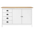 Miniatyrbilde 2 av 4: vidaXL Skjenk Hill hvit 130x40x80 cm heltre furu