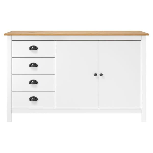 vidaXL Skjenk Hill hvit 130x40x80 cm heltre furu