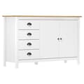 Miniatyrbilde 1 av 4: vidaXL Skjenk Hill hvit 130x40x80 cm heltre furu