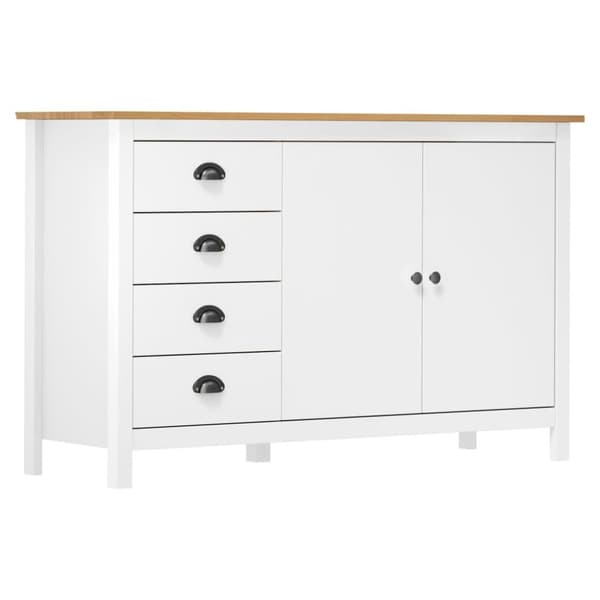 vidaXL Skjenk Hill hvit 130x40x80 cm heltre furu