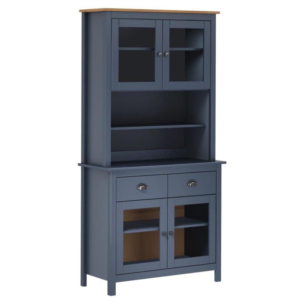vidaXL Highboard Hill Range grå 90x40x180 cm heltre furu