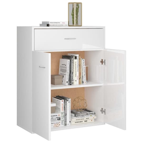 vidaXL Skänk vit högglans 60x30x75 cm spånskiva
