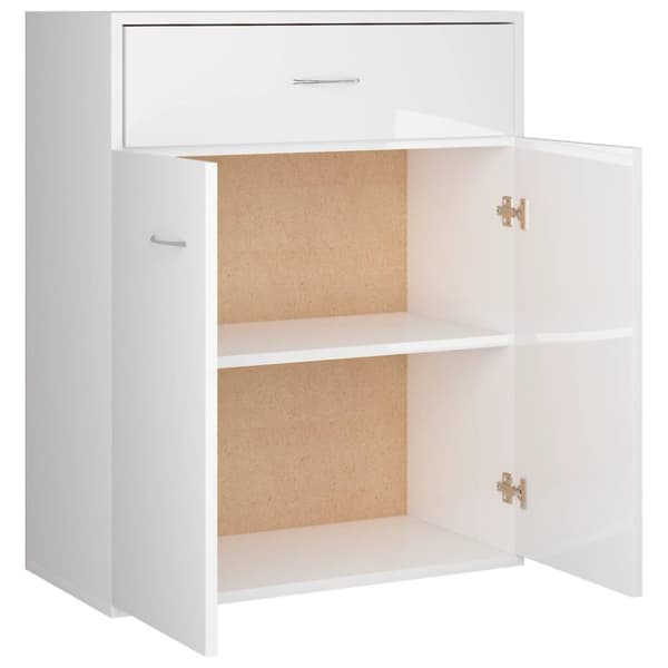 vidaXL Skänk vit högglans 60x30x75 cm spånskiva