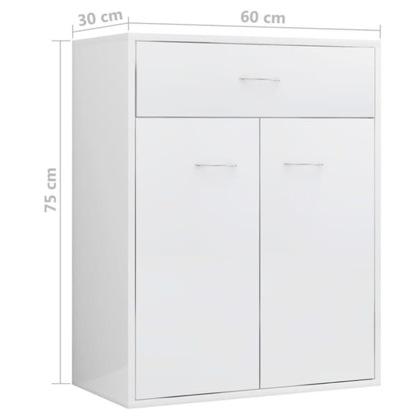 vidaXL Skänk vit högglans 60x30x75 cm spånskiva