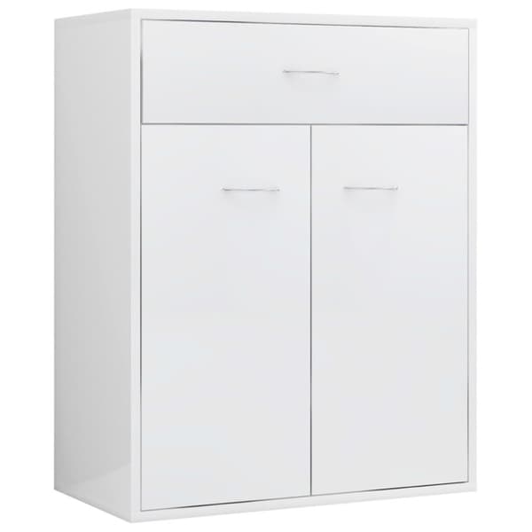vidaXL Skänk vit högglans 60x30x75 cm spånskiva
