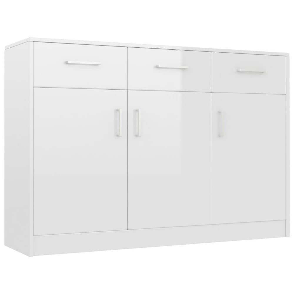 vidaXL Skänk vit högglans 110x30x75 cm spånskiva