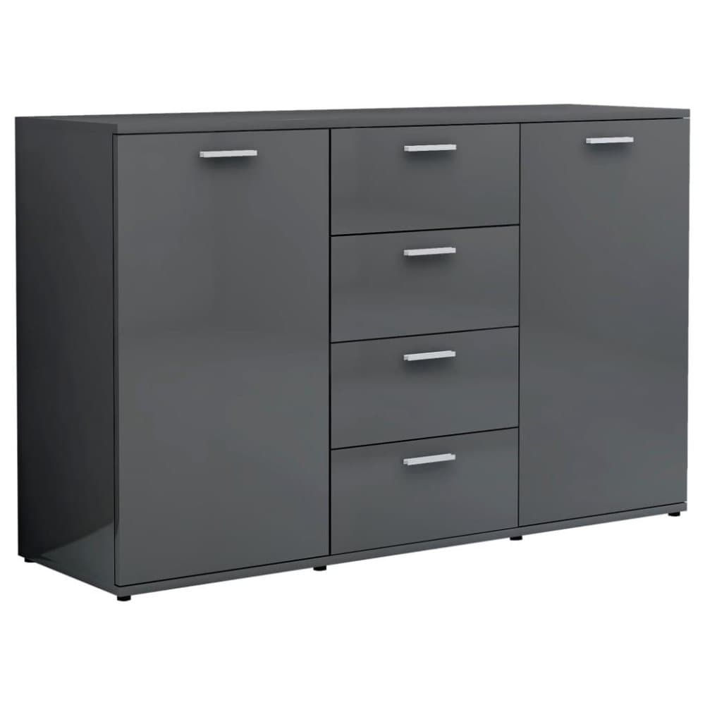 vidaXL Senkki korkeakiilto harmaa 120x35,5x75 cm lastulevy