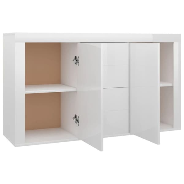 vidaXL Skjenk høyglans hvit 120x36x69 cm sponplate